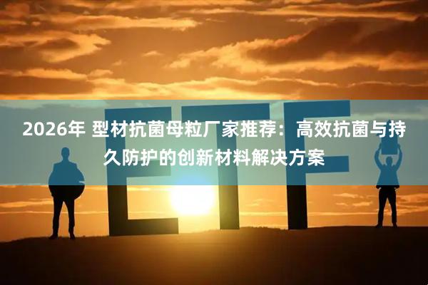 2026年 型材抗菌母粒厂家推荐：高效抗菌与持久防护的创新材料解决方案
